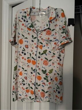In My Sundays Fruit-Print Short Pajama Top with Orange & Green Accents